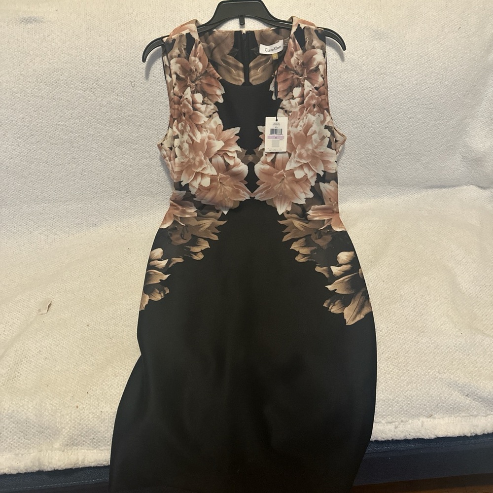 Black and brown floral midi dress